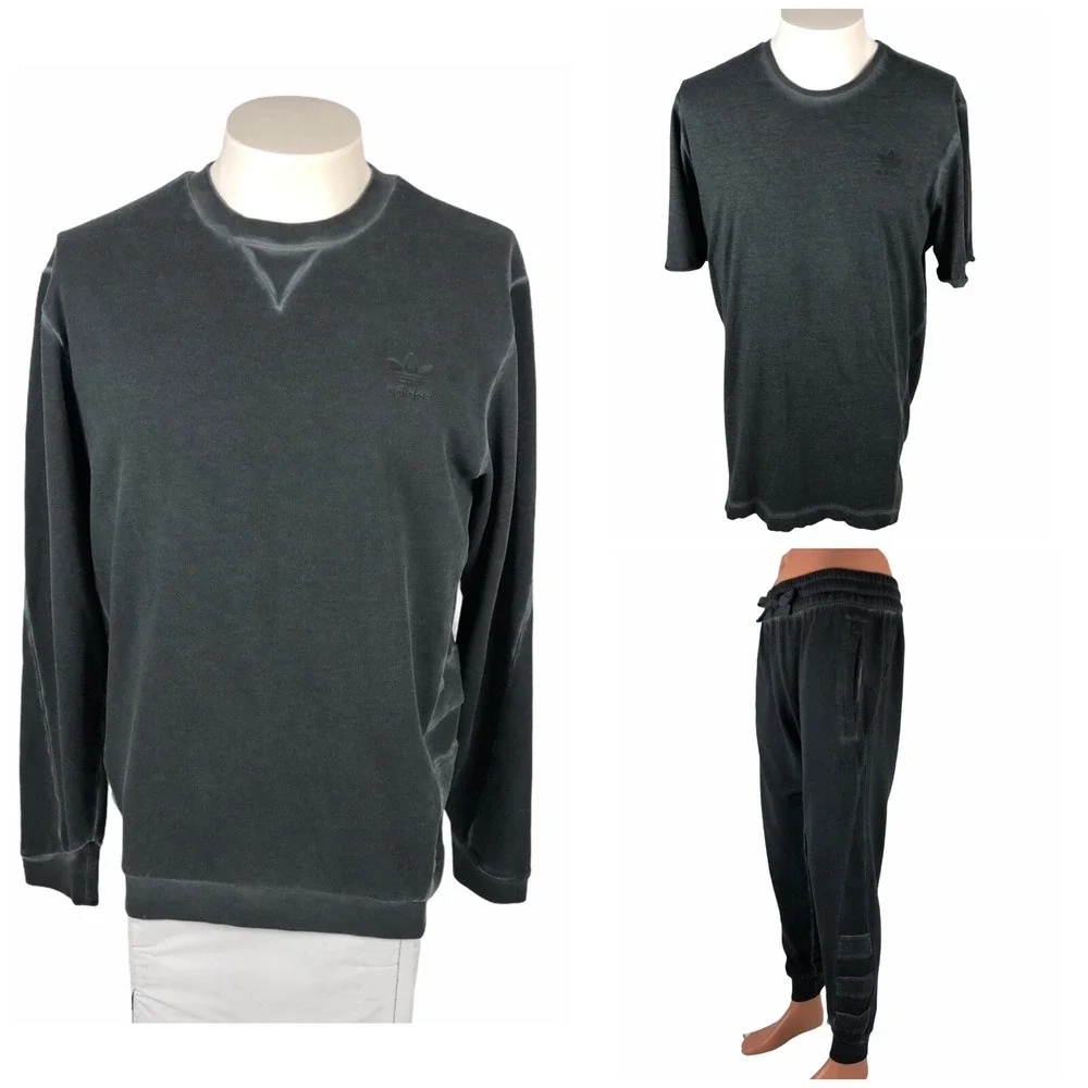 Adidas Originals Men Medium Sweatsuit Gray Faded Retro Look 3 Pieces Shirt Large
